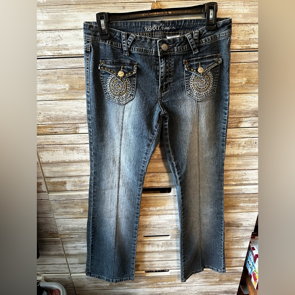 ✨ Revolt Jeans Embellished Bootcut Denim Size 11 Y2K Western Chic